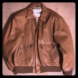 Leather bomber jacket